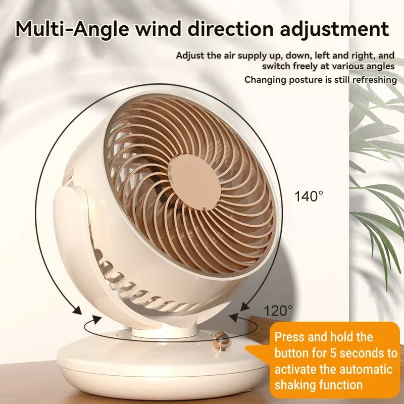 Table Fan with 360° Rotation | 3-Speed USB Desk Fan with Battery | Quiet & Compact | For Office, Bedroom & Home
