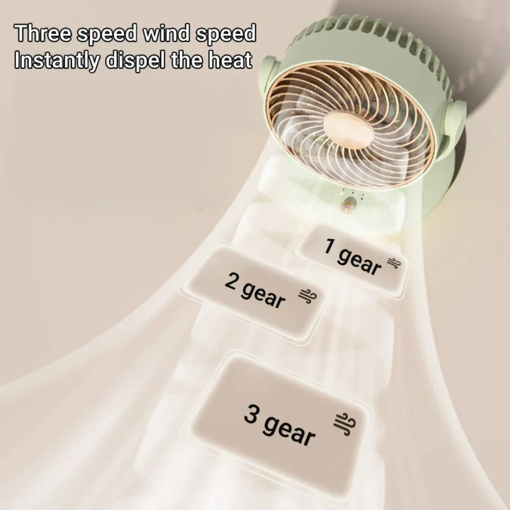 Table Fan with 360° Rotation | 3-Speed USB Desk Fan with Battery | Quiet & Compact | For Office, Bedroom & Home