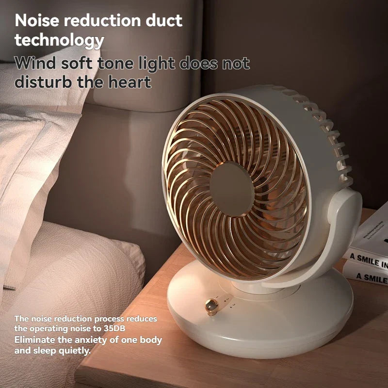 Table Fan with 360° Rotation | 3-Speed USB Desk Fan with Battery | Quiet & Compact | For Office, Bedroom & Home