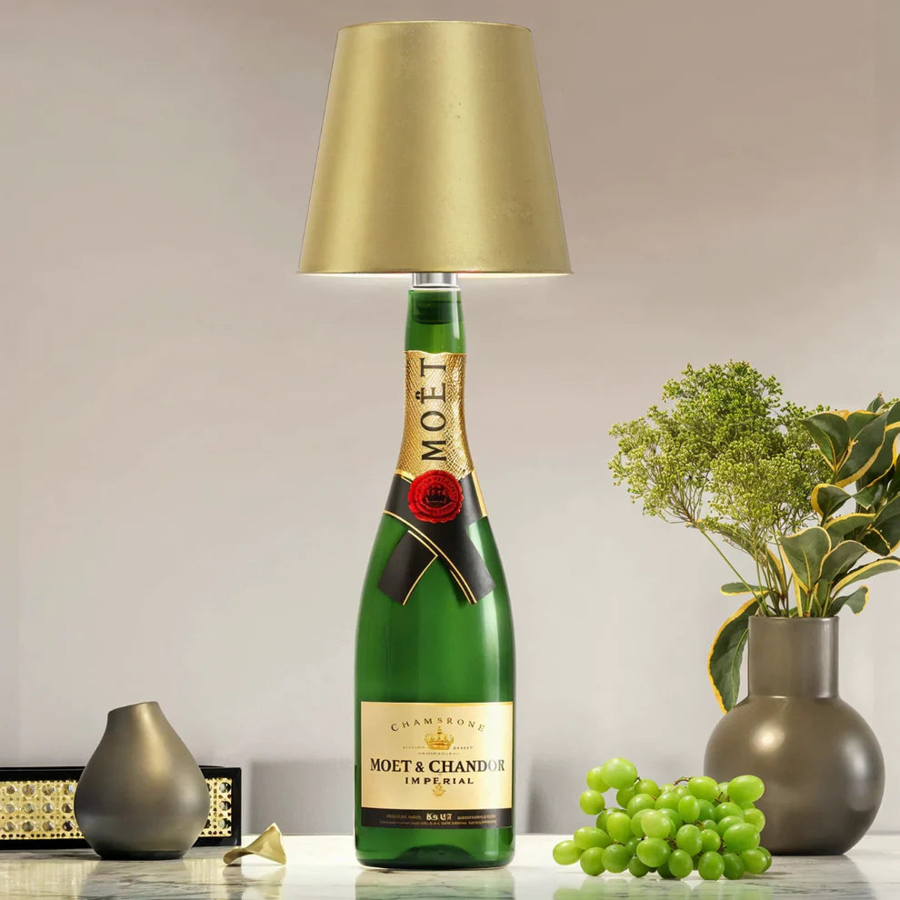 Table Lamp – Bottle-Design Accent Lamp with Fabric Shade for Home Decor