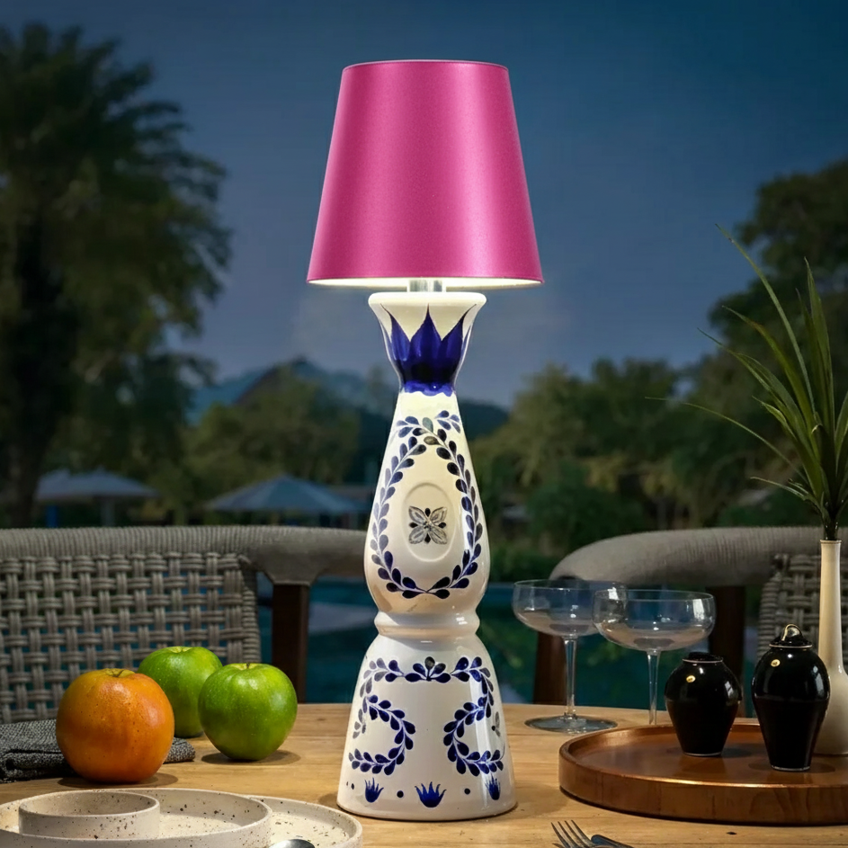 Table Lamp – Bottle-Design Accent Lamp with Fabric Shade for Home Decor