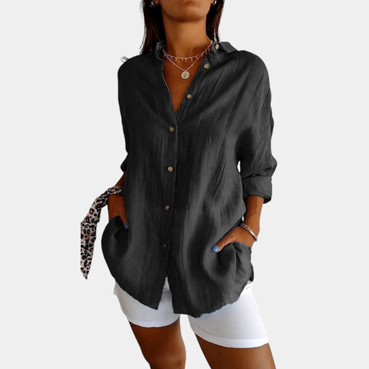 Textured Cotton-Linen Button-Front Shirt
