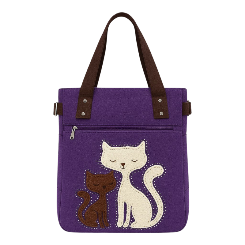 Tote Bag with Cat Print