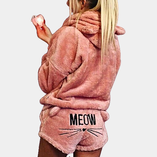 Ultra-Comfortable Fleece Cat Pajama Lounge Set