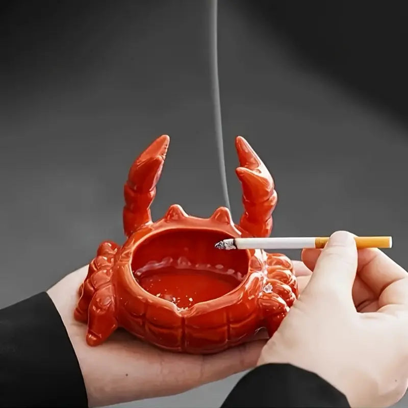 Unique Crab-Shaped Ashtray with Lid