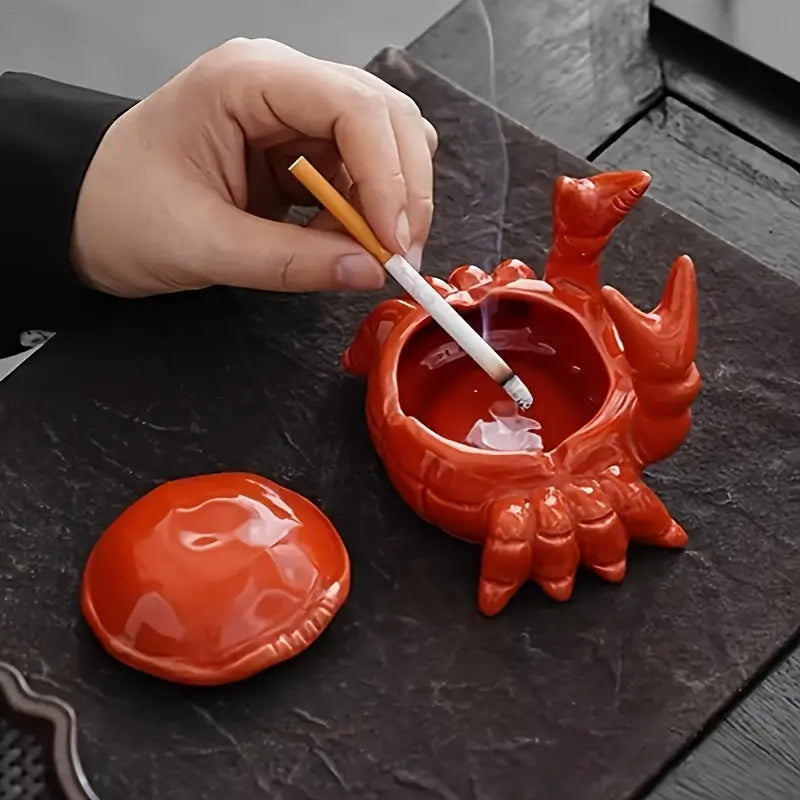 Unique Crab-Shaped Ashtray with Lid