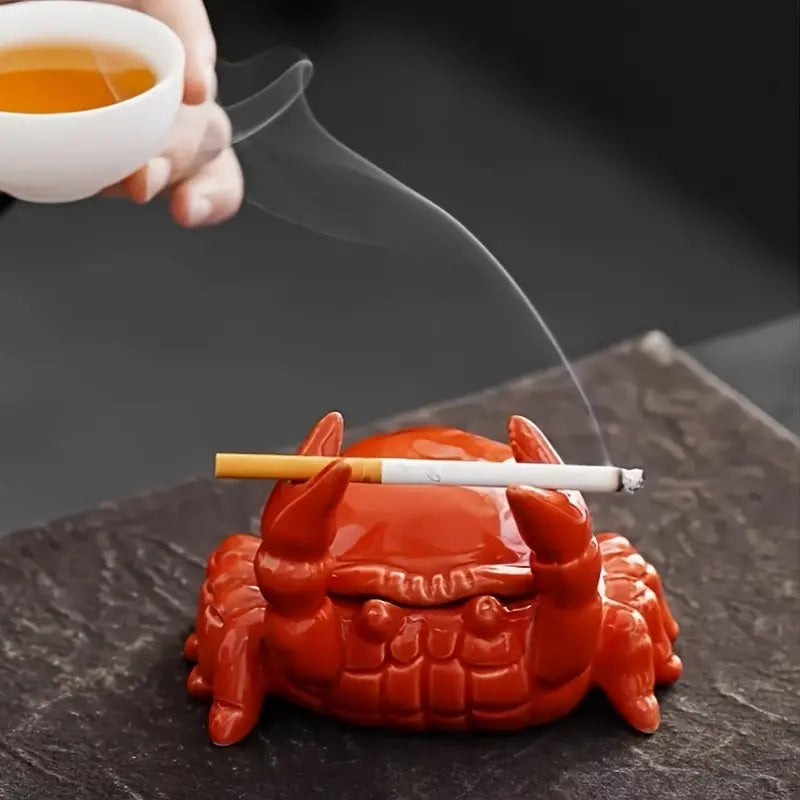 Unique Crab-Shaped Ashtray with Lid