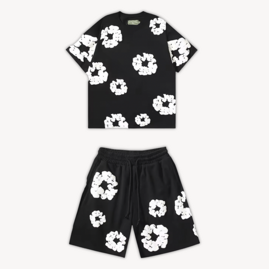 Unisex Floral T-Shirt & Shorts Set - Casual Wear