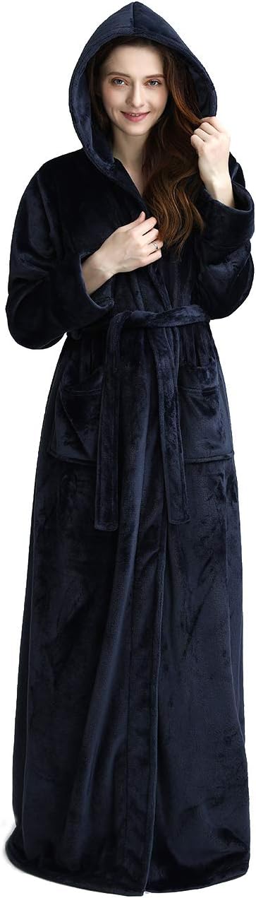 Unisex Hooded Fluffy Fleece Bathrobe