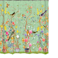 Waterproof Bathroom Shower Curtain with Floral and Bird Print
