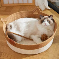 Wicker Cat Bed with Ears