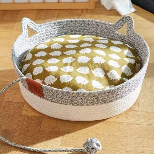 Wicker Cat Bed with Ears