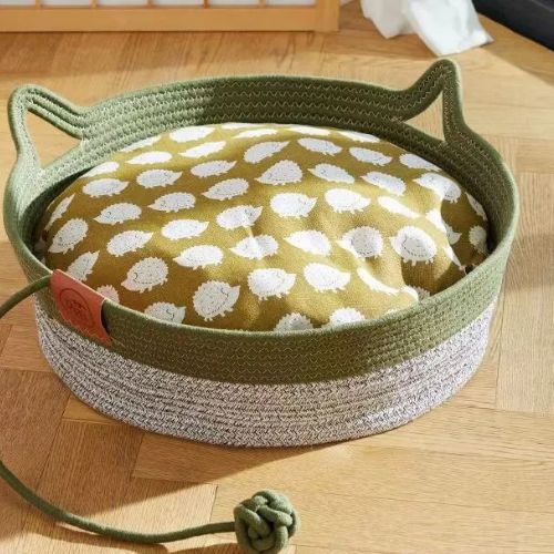 Wicker Cat Bed with Ears