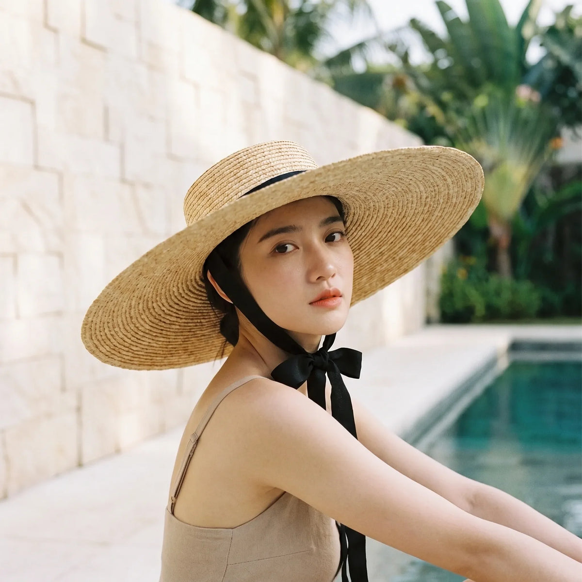 Wide Flat Top Woven Summer Hat