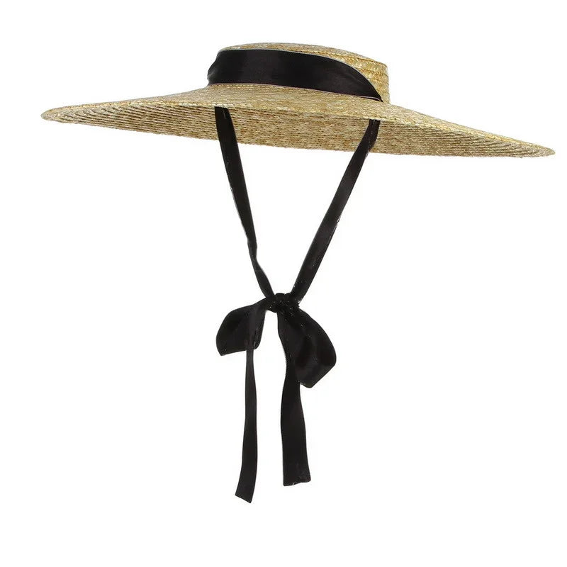 Wide Flat Top Woven Summer Hat
