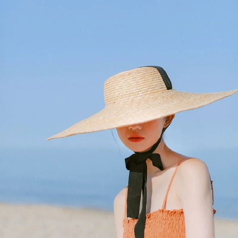 Wide Flat Top Woven Summer Hat