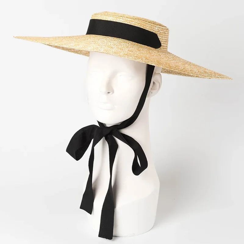 Wide Flat Top Woven Summer Hat