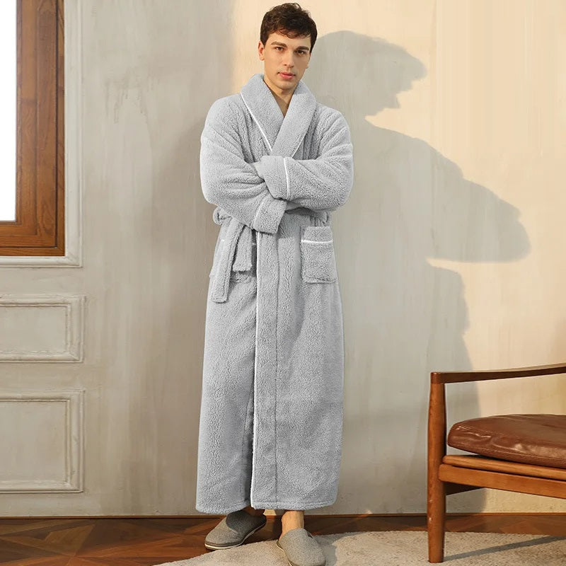 Winter Wrap Fluffy Bathrobe with Lapel Collar