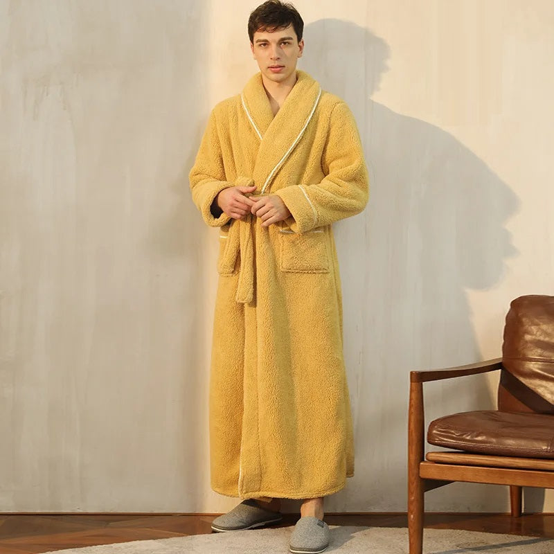 Winter Wrap Fluffy Bathrobe with Lapel Collar