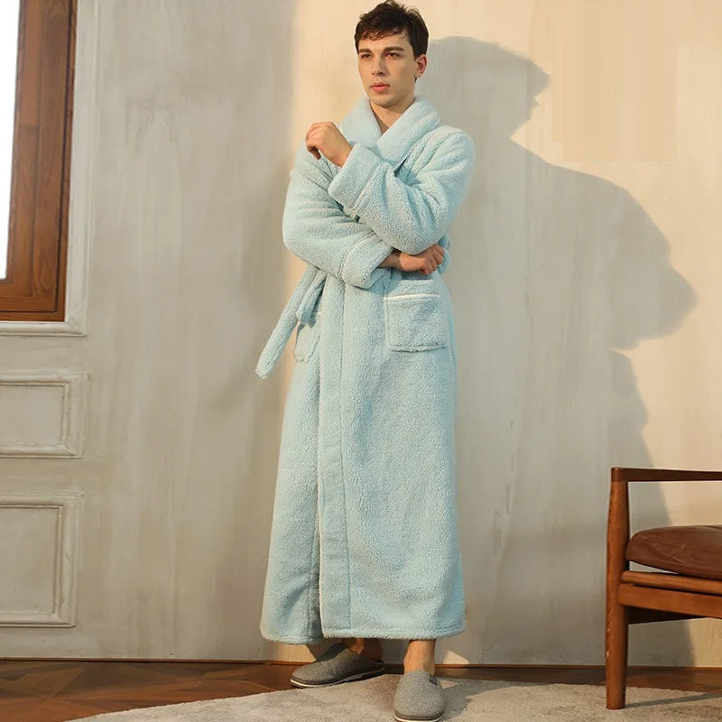Winter Wrap Fluffy Bathrobe with Lapel Collar