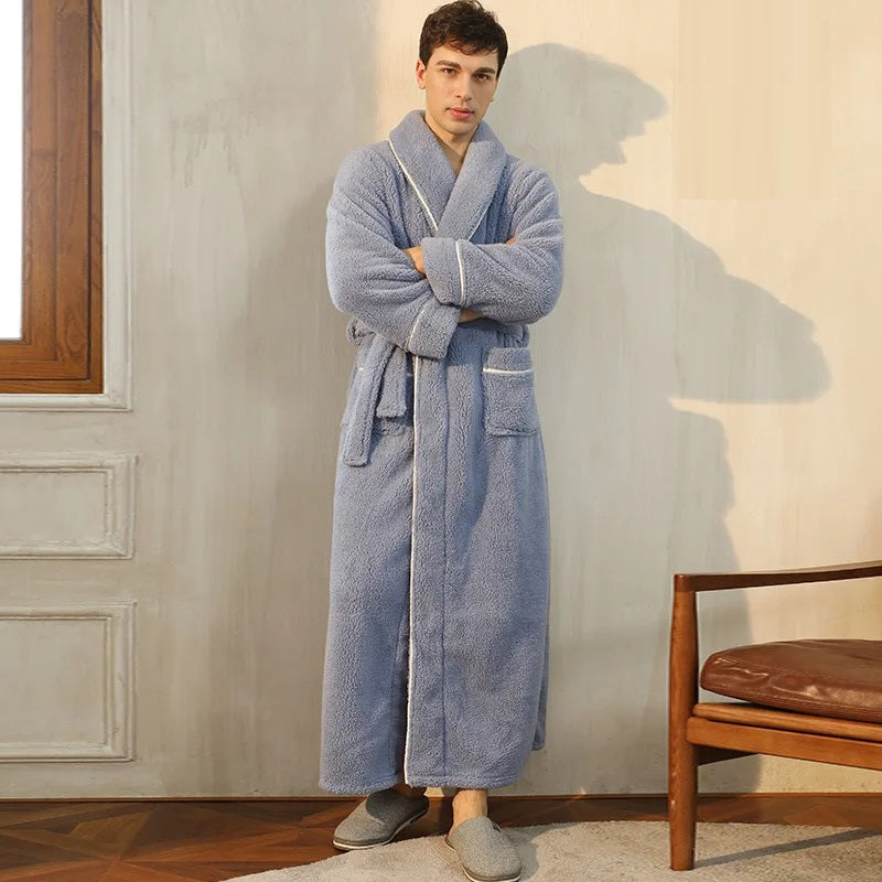 Winter Wrap Fluffy Bathrobe with Lapel Collar