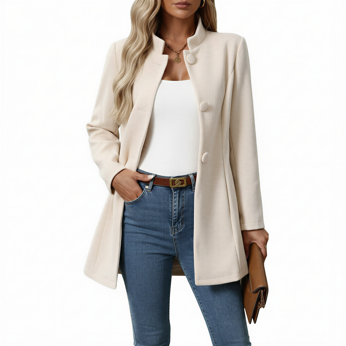 Women's A-Line Coat with Buttons