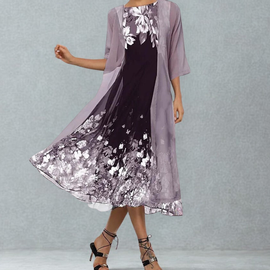 Women's A-Line Midi Floral Dress