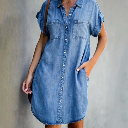 Women's Button-Down Denim Mini Dress