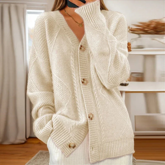 Women's Button-Front Cable Knit Cardigan