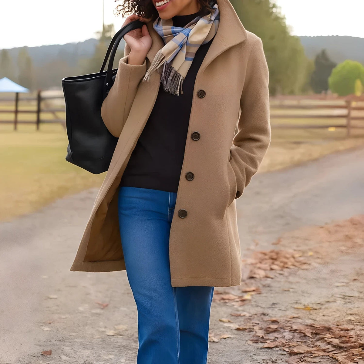 Women's Button-Front Coat - Classic Coat