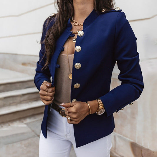 Women's Button-Front Fitted Blazer Jacket