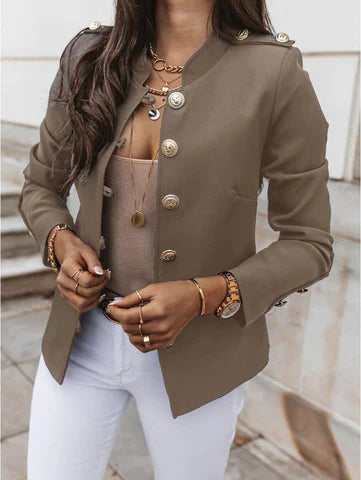 Women's Button-Front Fitted Blazer Jacket