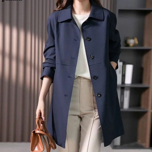 Women's Button-Front Mid-Length Trench Coat
