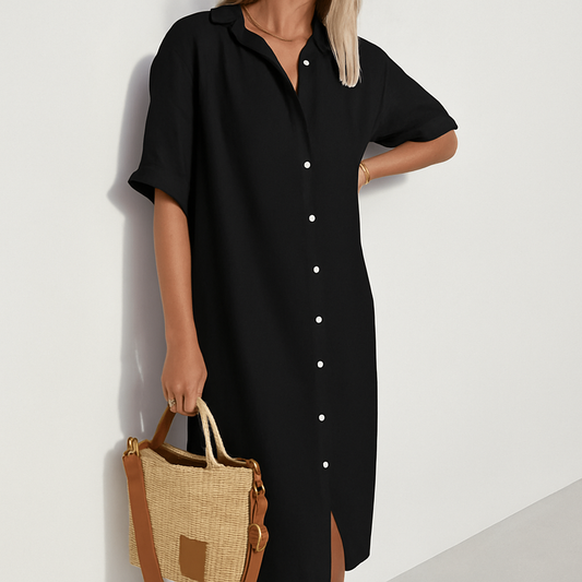 Women's Button-Front Midi Shirt Dress