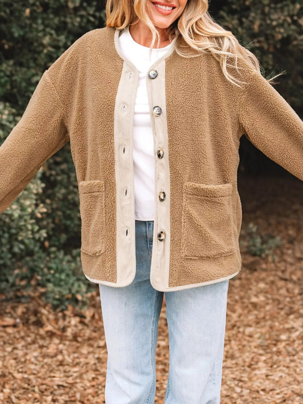 Women's Button-Front Sherpa Jacket