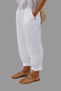 Women's Casual Loose Fit Solid Color Trousers with Pockets