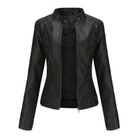Women's Collarless Biker Jacket
