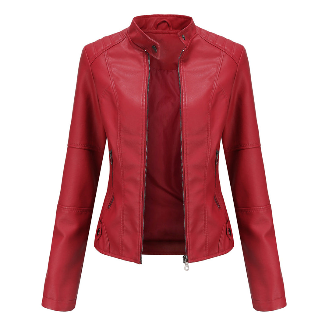 Women's Collarless Biker Jacket