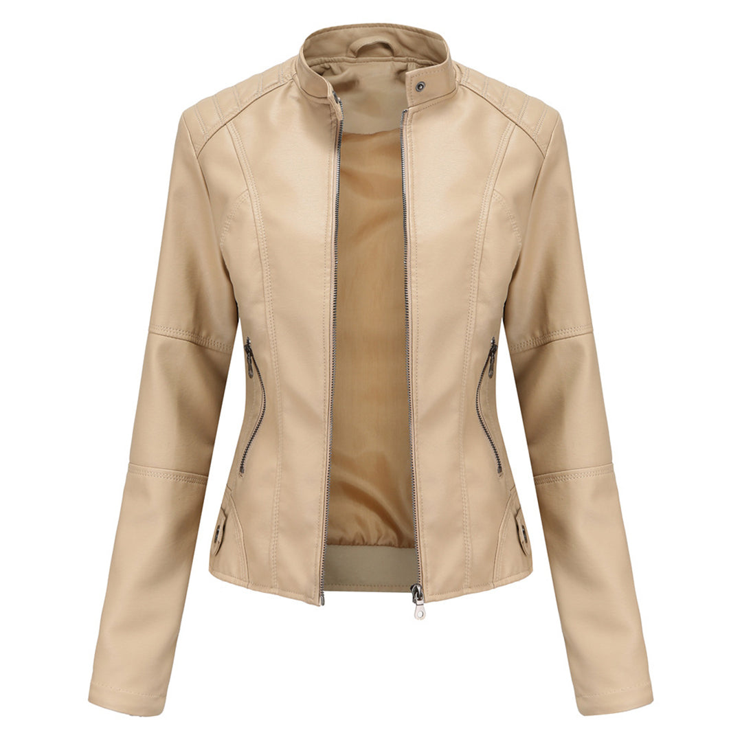 Women's Collarless Biker Jacket