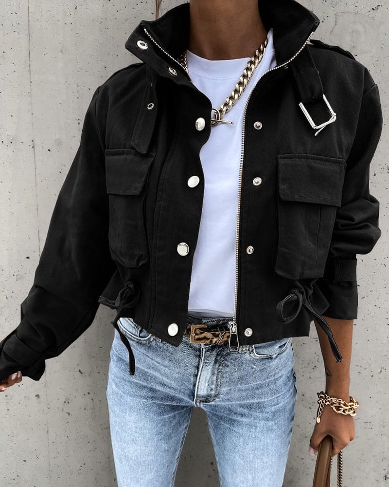 Women's Cropped Button-Down Jacket