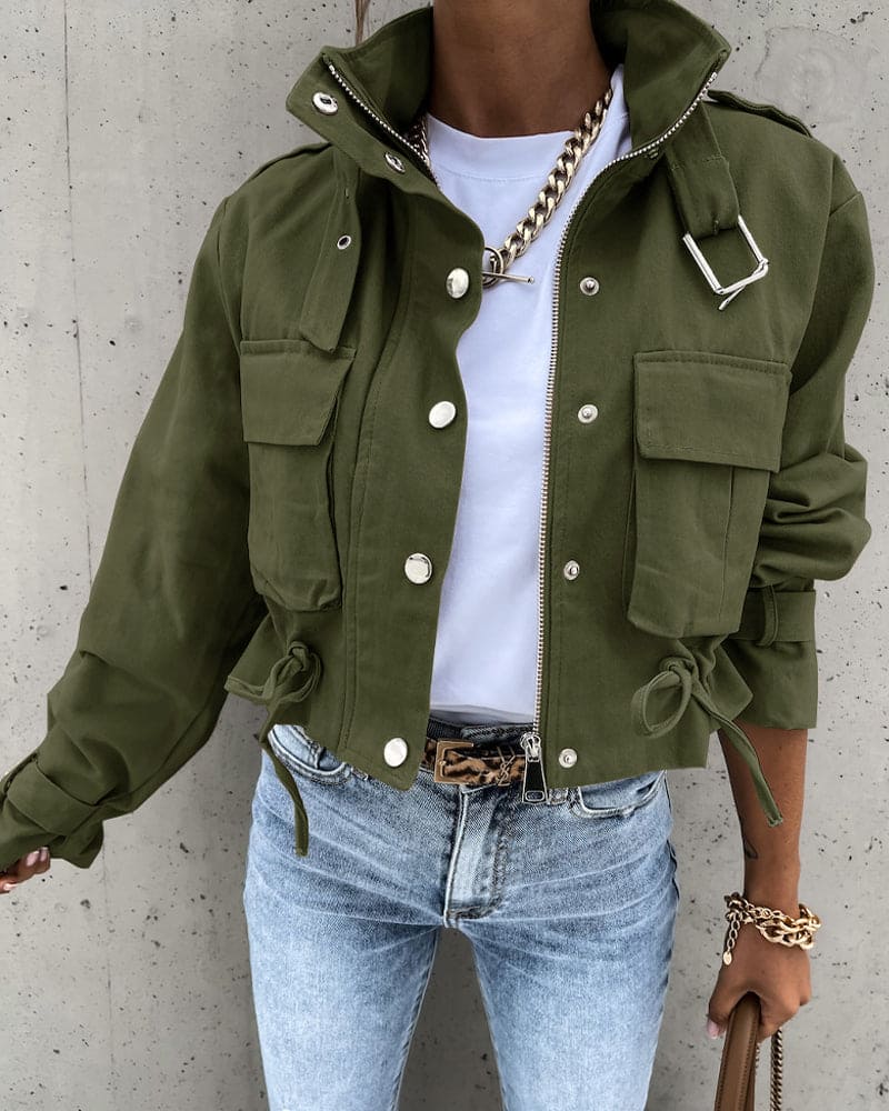 Women's Cropped Button-Down Jacket