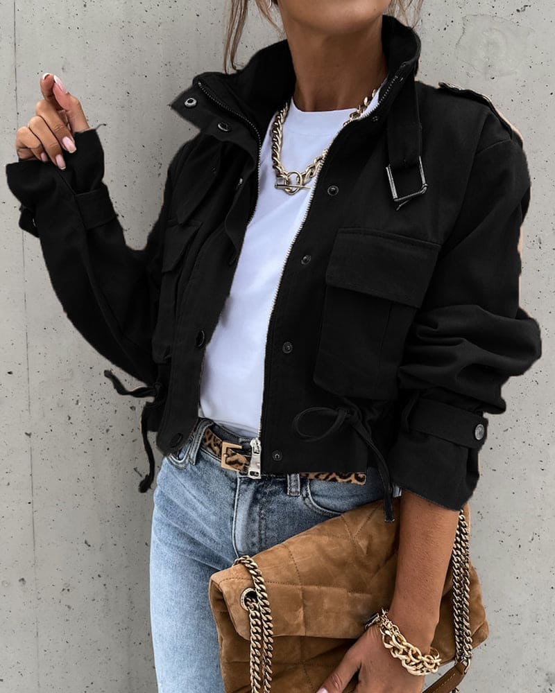 Women's Cropped Button-Down Jacket