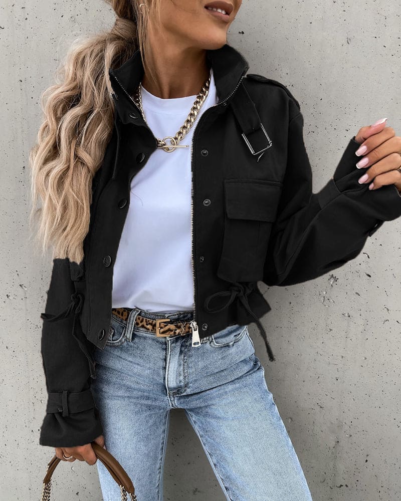 Women's Cropped Button-Down Jacket