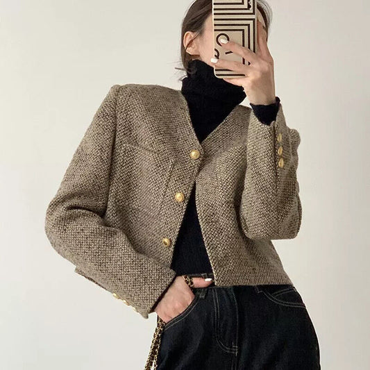 Women's Cropped Button-Front Jacket