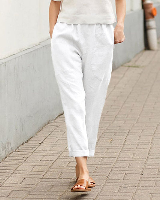 Women's Cropped Elastic Waist Pants