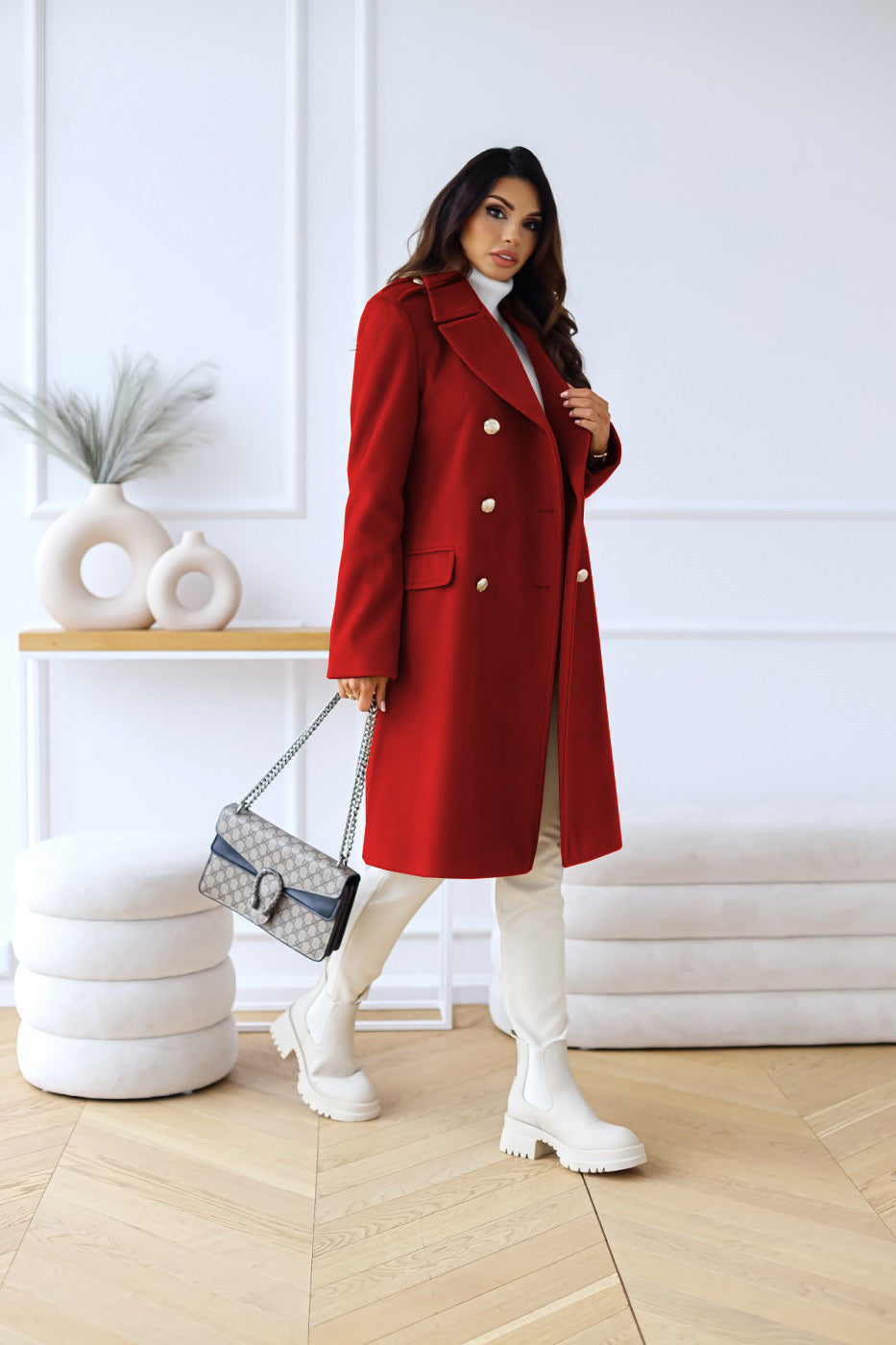 Women's Double-Breasted Long Coat