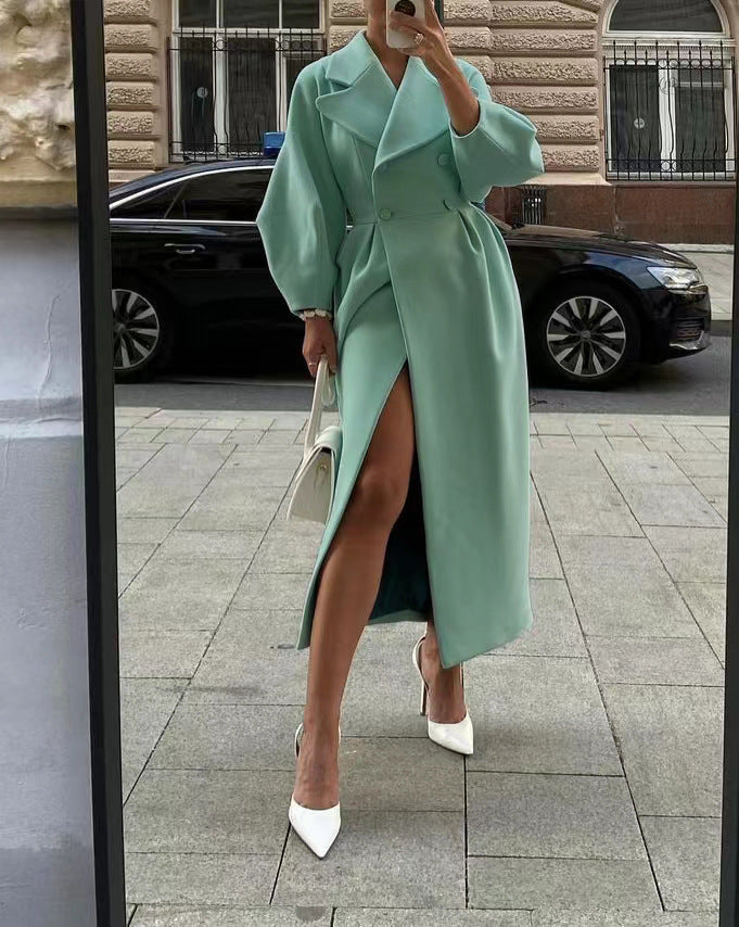 Women's Double-Breasted Long Coat