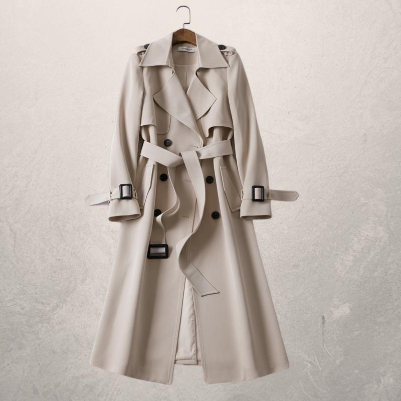 Women's Double-Breasted Long Trench Coat