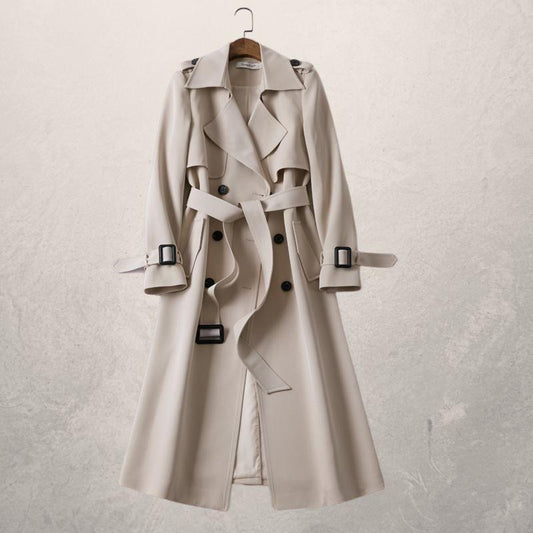 Women's Double-Breasted Long Trench Coat