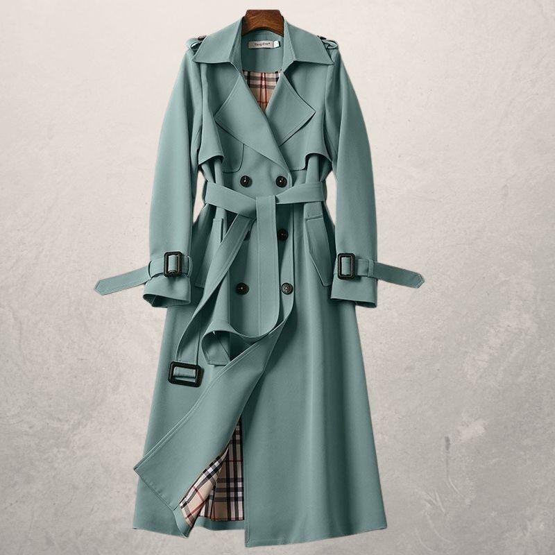 Women's Double-Breasted Long Trench Coat
